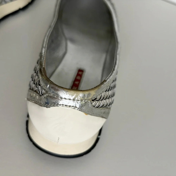 Prada Sport Ballet Shoes Trainers Metallic Mesh Patent Leather Size 36.5 Vintage - Picture 11 of 14